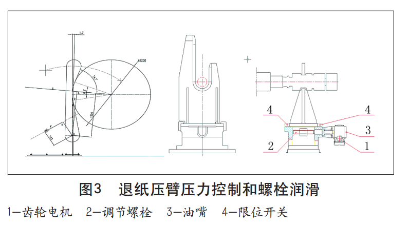 衛(wèi)生紙復(fù)卷機退壓臂壓力控制和螺栓潤滑